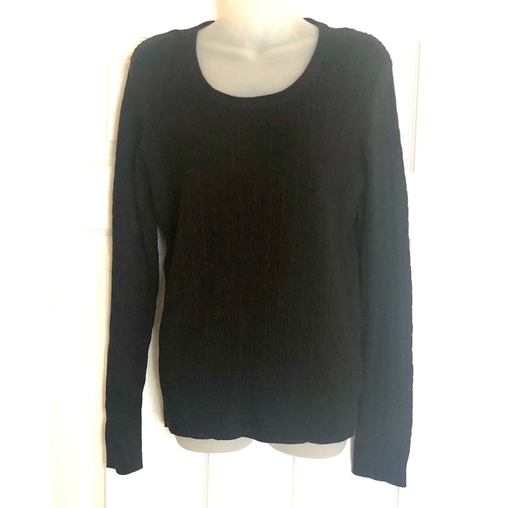 Pierri Basic Black Cable Knit Crew Neck Sweater
